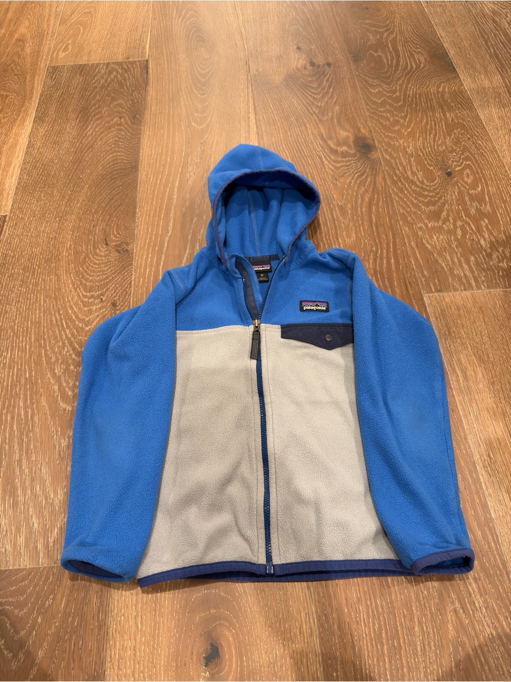 Patagonia Micro D Snap T Fleece Hooded Jacket Blue Grey 5T